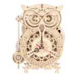 Hračka Robotime 3D drevené mechanické puzzle Sovie hodiny – Obrázok 4