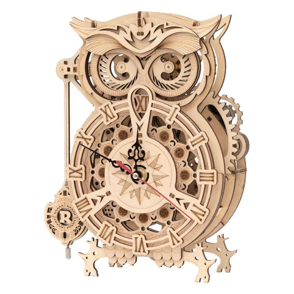 Hracka-Robotime-3D-drevene-mechanicke-puzzle-Sovie-hodiny Hračka Robotime 3D drevené mechanické puzzle Sovie hodiny – Obrázok 1