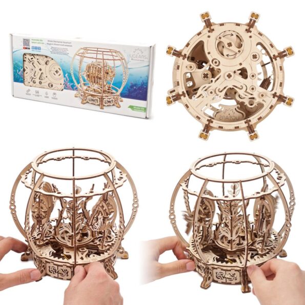 Hračka Ugears 3D drevené mechanické puzzle Mechanické akvárium – Obrázok 2