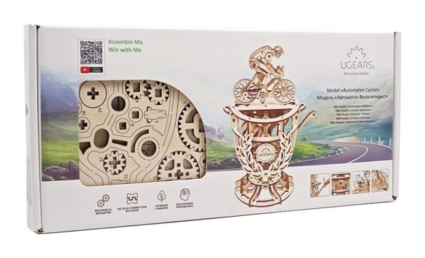 Hračka Ugears 3D drevené mechanické puzzle Samohybný cyklista – Obrázok 2