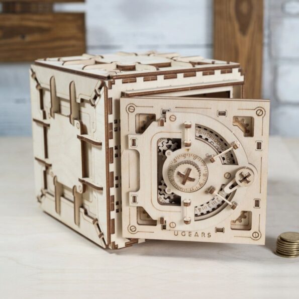 Hračka Ugears 3D drevené mechanické puzzle Trezor – Obrázok 3