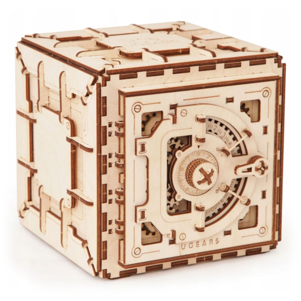 Hracka-Ugears-3D-drevene-mechanicke-puzzle-Trezor Hračka Ugears 3D drevené mechanické puzzle Trezor – Obrázok 1