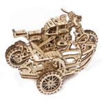 Hračka Ugears 3D drevené mechanické puzzle UGR-10 Motorka (scrambler) s vozíkom – Obrázok 3