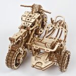 Hračka Ugears 3D drevené mechanické puzzle UGR-10 Motorka (scrambler) s vozíkom – Obrázok 6