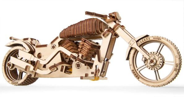 Hračka Ugears 3D drevené mechanické puzzle VM-02 Motorka (chopper) – Obrázok 3