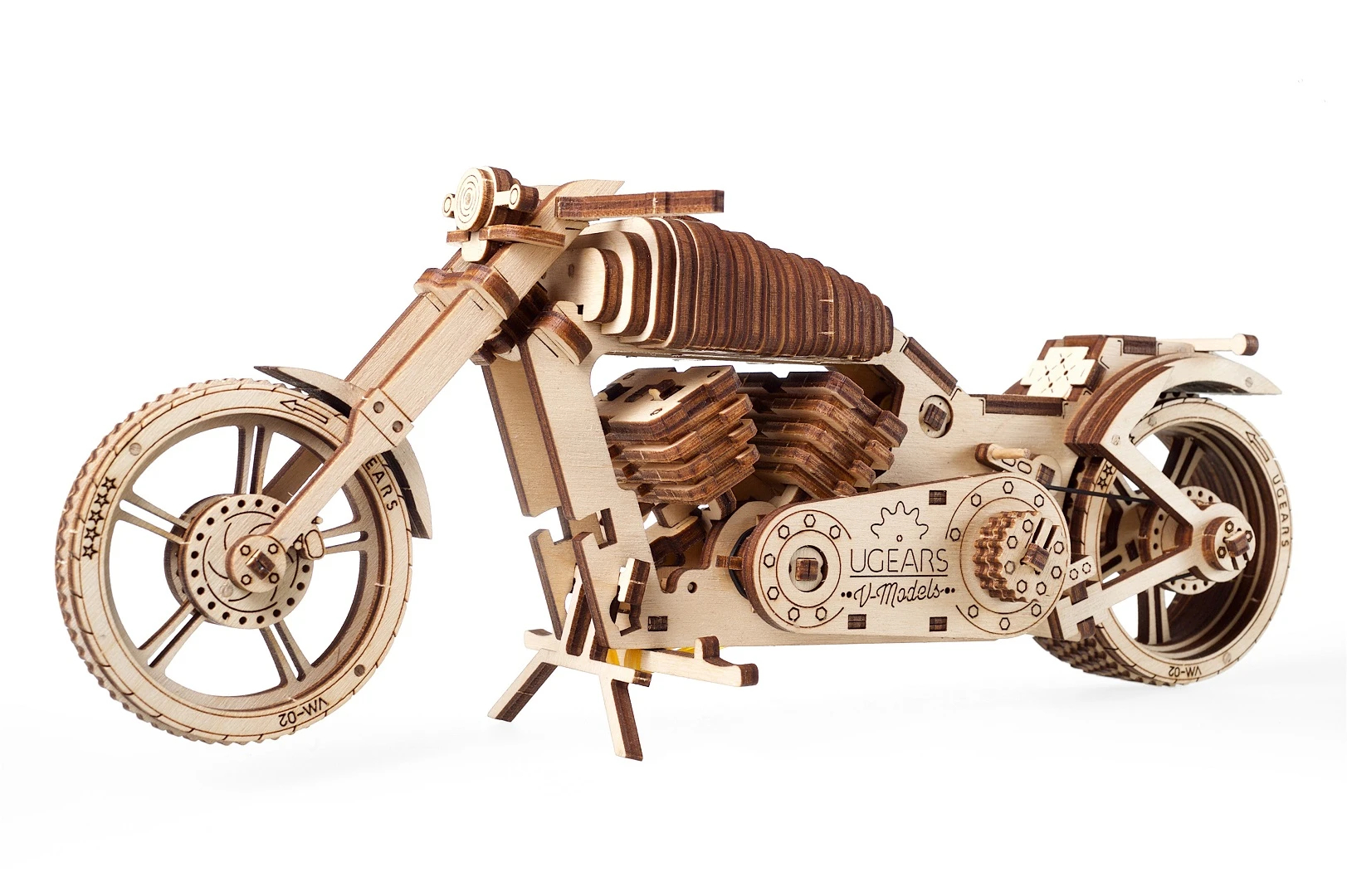 Hracka-Ugears-3D-drevene-mechanicke-puzzle-VM-02-Motorka-chopper Hračka Ugears 3D drevené mechanické puzzle VM-02 Motorka (chopper) – Obrázok 1