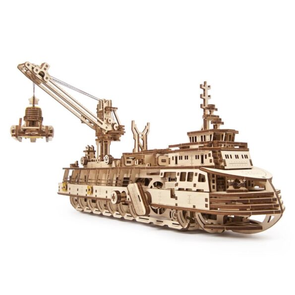 Hračka Ugears 3D drevené mechanické puzzle Výskumná loď – Obrázok 7