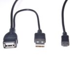 Kábel PremiumCord 2x USB A - microUSB M+F/M OTG 0,2m, čierny
