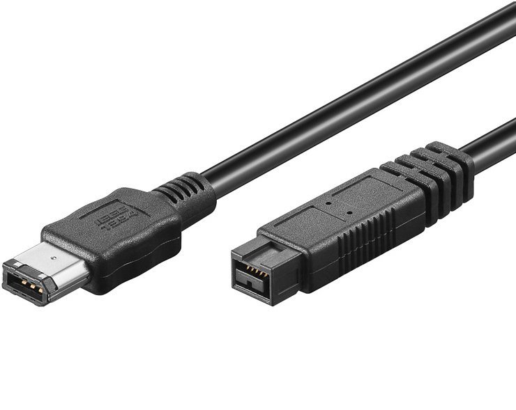 Kabel-PremiumCord-FireWire-1394B-9pin-6pin-MM-18m-cierny Kábel PremiumCord FireWire 1394B 9pin-6pin M/M 1,8m, čierny – Obrázok 1