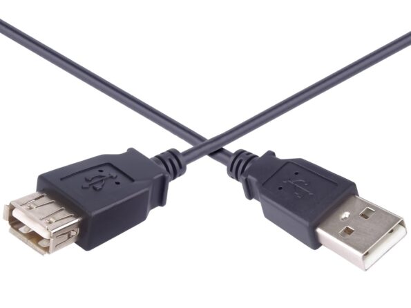 Kábel PremiumCord USB 2.0 A-A M/F 1m, predlžovací, čierny – Obrázok 3
