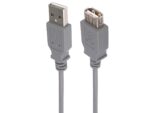 Kábel PremiumCord USB 2.0 A-A M/F 2m, predlžovací, sivý – Obrázok 2