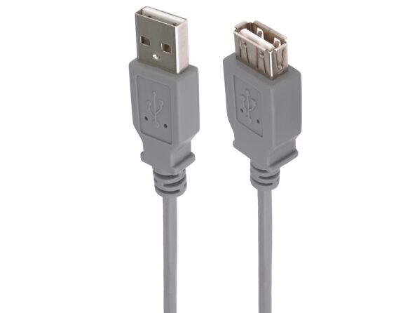 Kábel PremiumCord USB 2.0 A-A M/F 2m, predlžovací, sivý – Obrázok 2