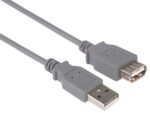 Kábel PremiumCord USB 2.0 A-A M/F 2m, predlžovací, sivý