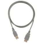 Kábel PremiumCord USB 2.0 A-A M/F 2m, predlžovací, sivý – Obrázok 3