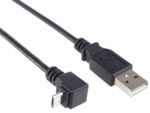 Kábel PremiumCord USB 2.0 - Micro USB 2.0 M/M 1m, lomený 90° Micro USB konektor, čierny
