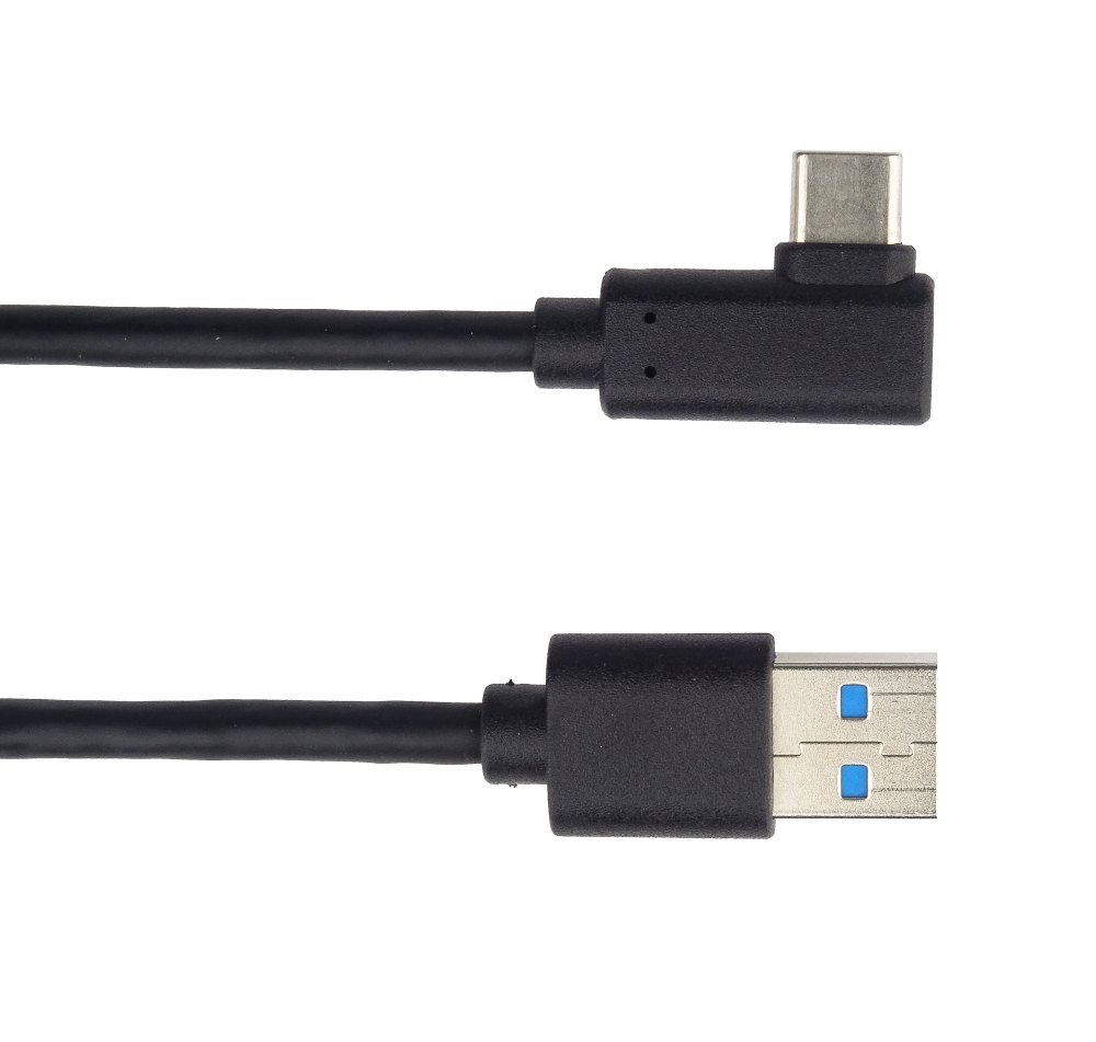 Kabel-PremiumCord-USB-3.0-USB-C-zahnuty-konektor-90°-1-m Kábel PremiumCord USB 3.0 - USB-C zahnutý konektor 90° , 1 m – Obrázok 1
