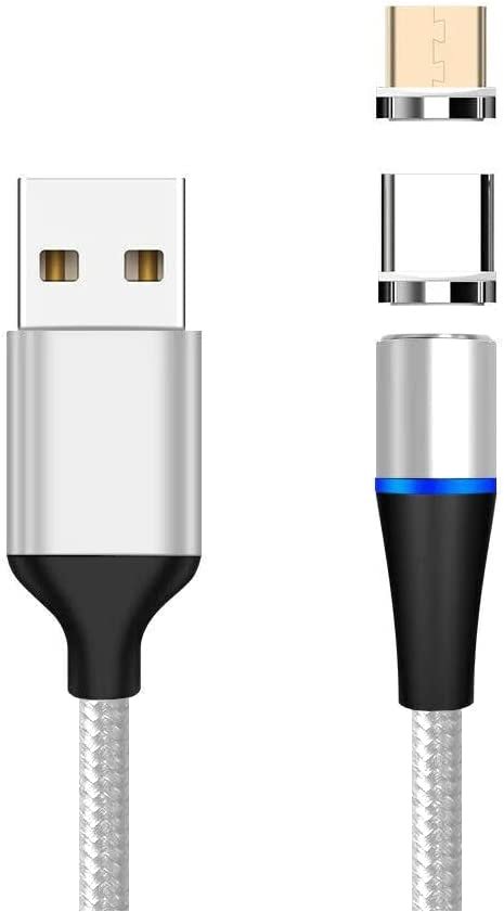 Kabel-PremiumCord-USB-USB-C-a-microUSB-magneticke-konektory-MM-3A-1m-strieborny Kábel PremiumCord USB - USB-C a microUSB magnetické konektory, M/M, 3A, 1m, strieborný – Obrázok 1