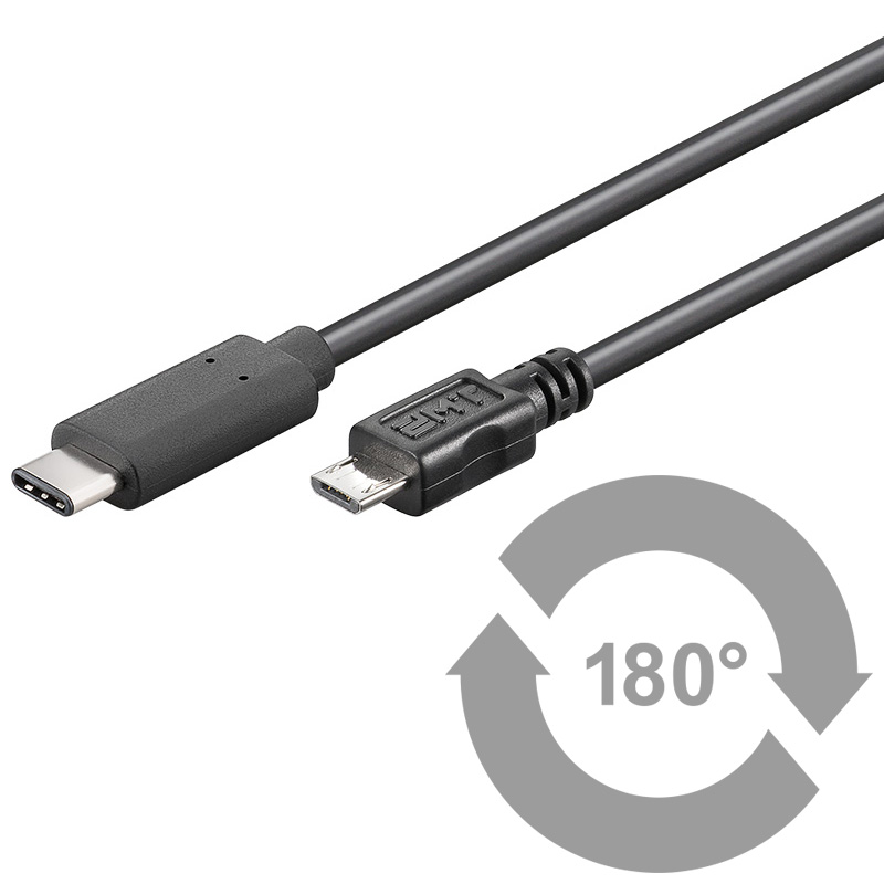 Kabel-USB-3.1-konektor-Cmale-USB-2.0-konektor-Micro-Bmale-1m Kábel USB 3.1 konektor C/male - USB 2.0 konektor Micro-B/male ,1m – Obrázok 1