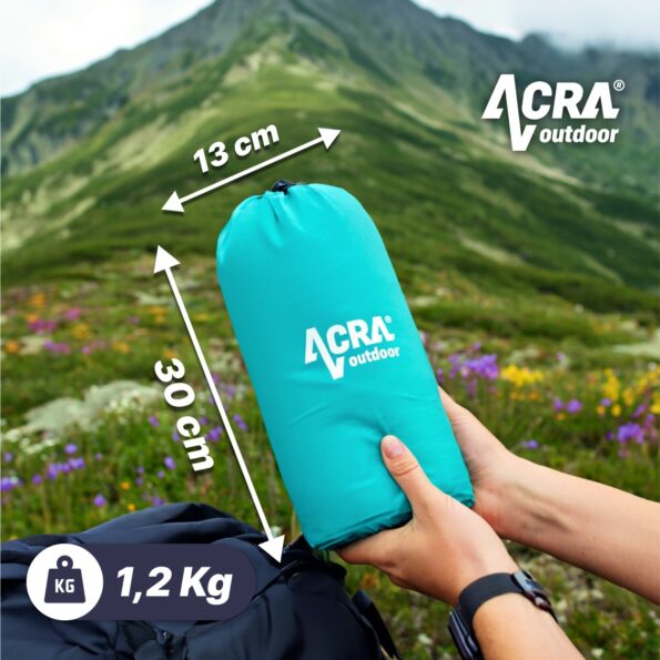 Karimatka Acra L140MO nafukovacia, modrá, 10 cm – Obrázok 4