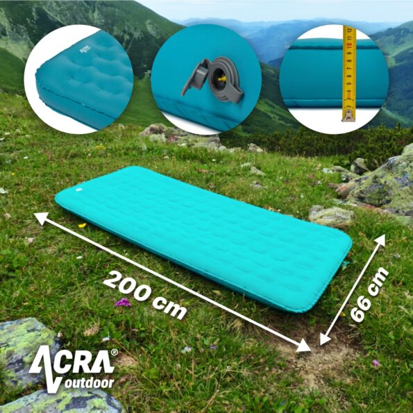 Karimatka Acra L140MO nafukovacia, modrá, 10 cm – Obrázok 5
