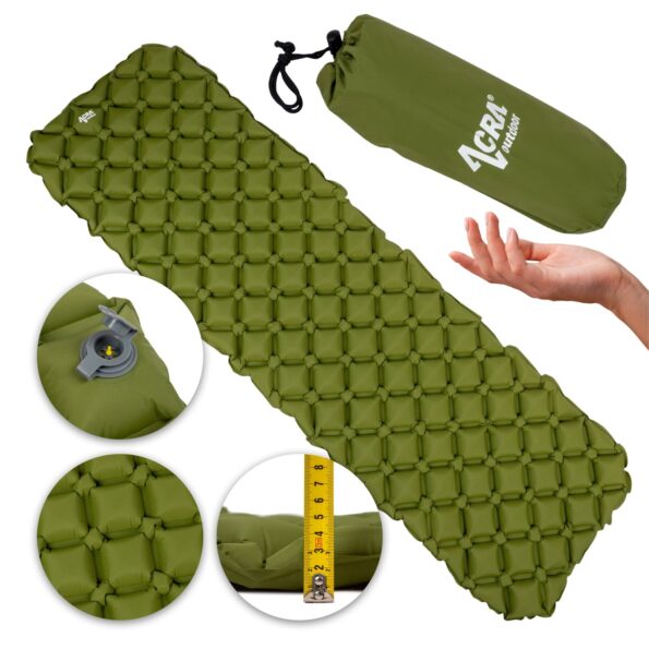 Karimatka Acra L140ZEL nafukovacia, zelená, 5 cm – Obrázok 2