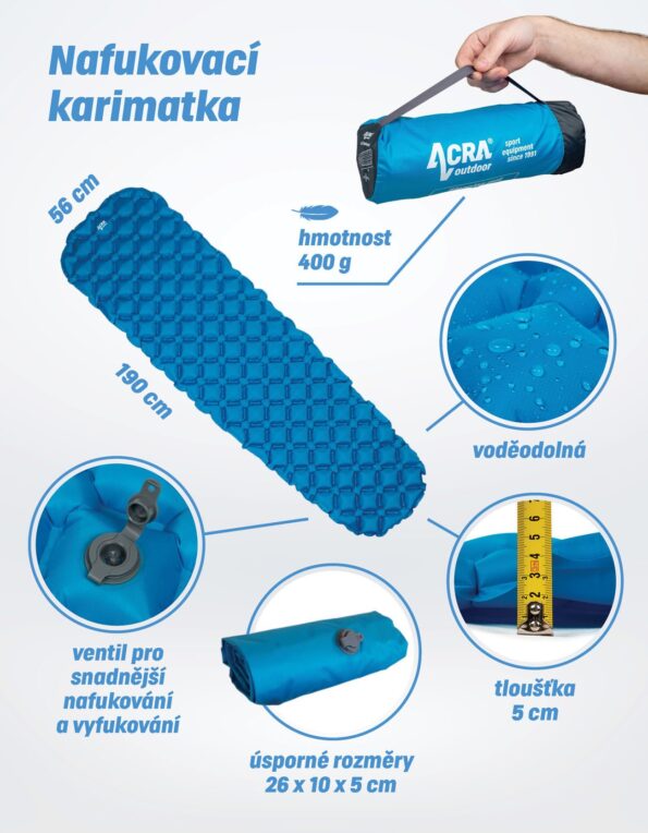 Karimatka Acra L47-MO nafukovacia, úsporná – Obrázok 2