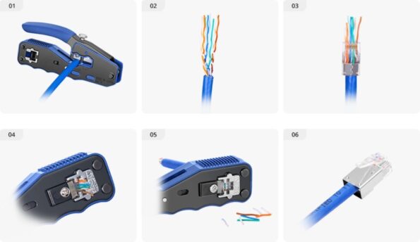 Konektor Conexpro RJ45-6W RJ45 CAT6 UTP 8p8c na drôt, Wire Cross – Obrázok 3