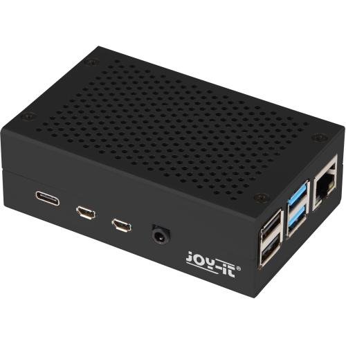 Kryt-Raspberry-case-Alu-pro-Raspberry-Pi-4-B-cerna-Joy-it Kryt Raspberry case Alu pro Raspberry Pi 4 B, černá (Joy-it) – Obrázok 1