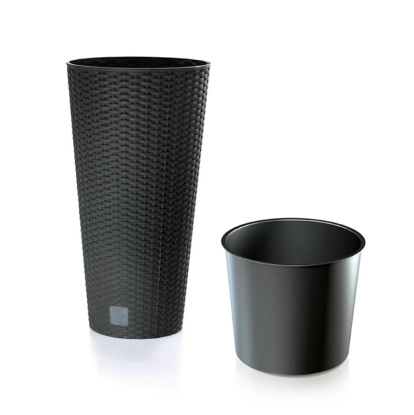 Kvetináč Prosperplast Rato Tubus s vkladom antracit 30 cm – Obrázok 2