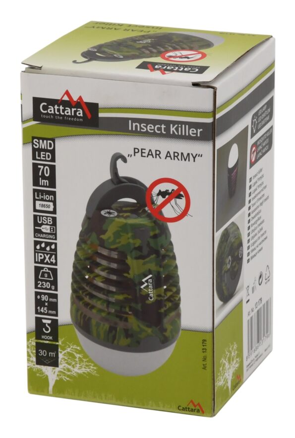 LED svetlo Cattara PEAR ARMY nabíjací + lapač hmyzu – Obrázok 6
