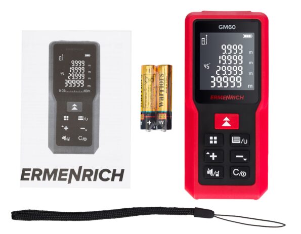 Laserový diaľkomer Ermenrich Reel GM60 - vzdialenosť, uhol, plocha, objem – Obrázok 2