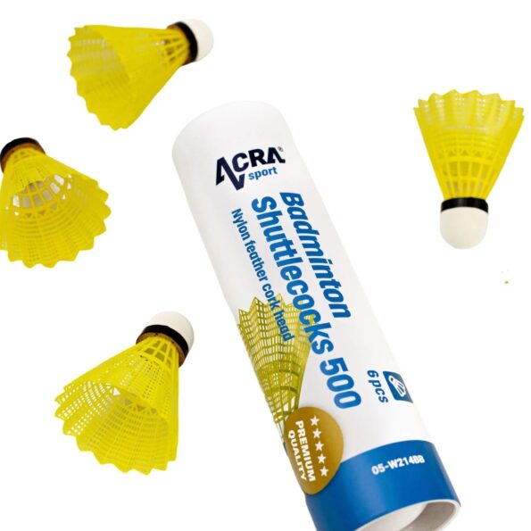 Loptičky Acra badmintonové 500, 6 ks nylon v dóze – Obrázok 2