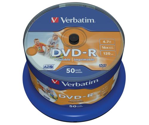 Medium-Verbatim-DVD-R-47GB-16x-Printable-50-cake Médium Verbatim DVD-R 4,7GB 16x Printable 50-cake – Obrázok 1