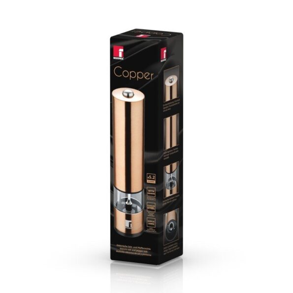 Mlynček BERGNER na soľ a korenie elektrický 22 cm Copper – Obrázok 5