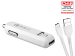 Nabíjačka Avacom do auta  CarMAX 2x Qualcomm Quick Charge 2.0, biela farba (USB-C kábel)