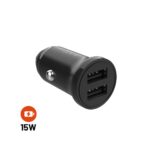 Nabíjačka FIXED s 2xUSB výstupom, 15W Smart Rapid Charge, čierna