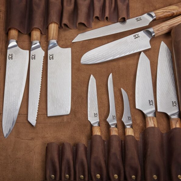 Nôž SOK Santoku 175 mm Olive Sunshine Damascus – Obrázok 5