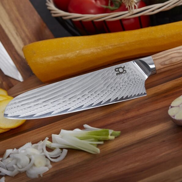 Nôž SOK Santoku 175 mm Olive Sunshine Damascus – Obrázok 6