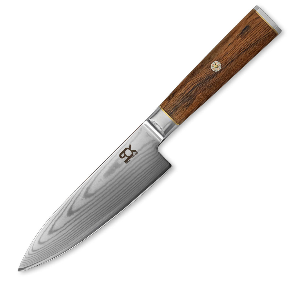 Noz-SOK-kuchynsky-ChefGyuto-152-mm-Cocobolo-White-Damascus Nôž SOK kuchyňský Chef/Gyuto 152 mm Cocobolo White Damascus – Obrázok 1