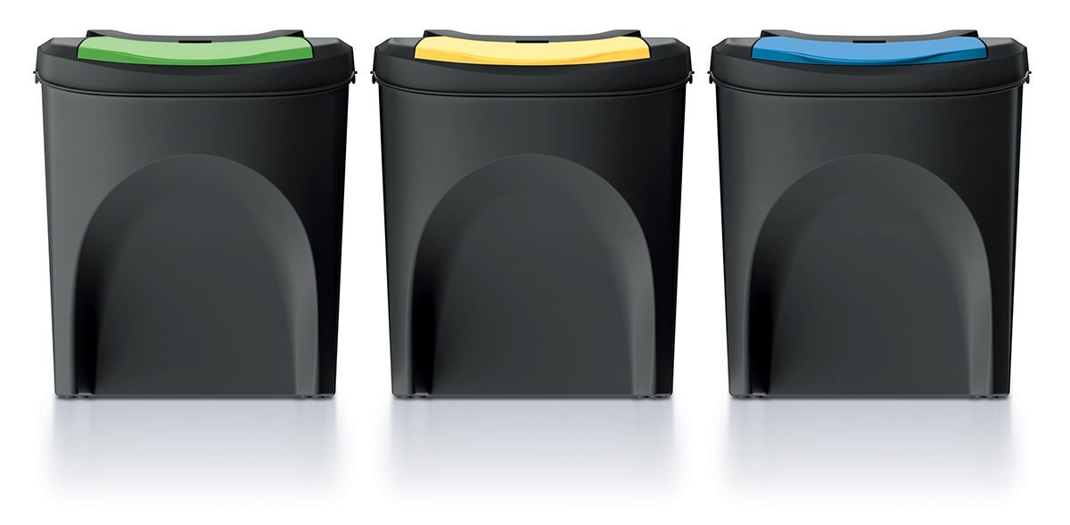 Odpadkovy-kos-Prosperplast-SORTIBOX-3-x-25-l-recyklovany-cierny Odpadkový kôš Prosperplast SORTIBOX 3 x 25 l recyklovaný čierny – Obrázok 1