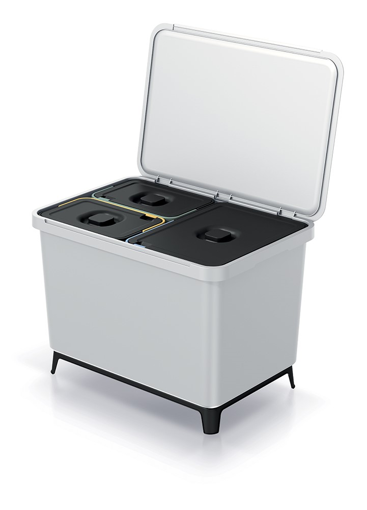 Odpadkovy-kos-Prosperplast-SYSTEMA-1x23l-2x10l-popolavy Odpadkový kôš Prosperplast SYSTEMA 1x23l + 2x10l popolavý – Obrázok 1