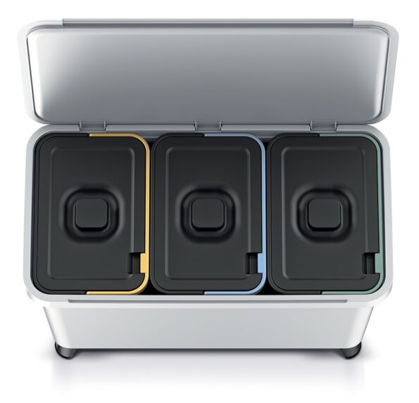 Odpadkový kôš Prosperplast SYSTEMA 3x10l popolavý – Obrázok 3