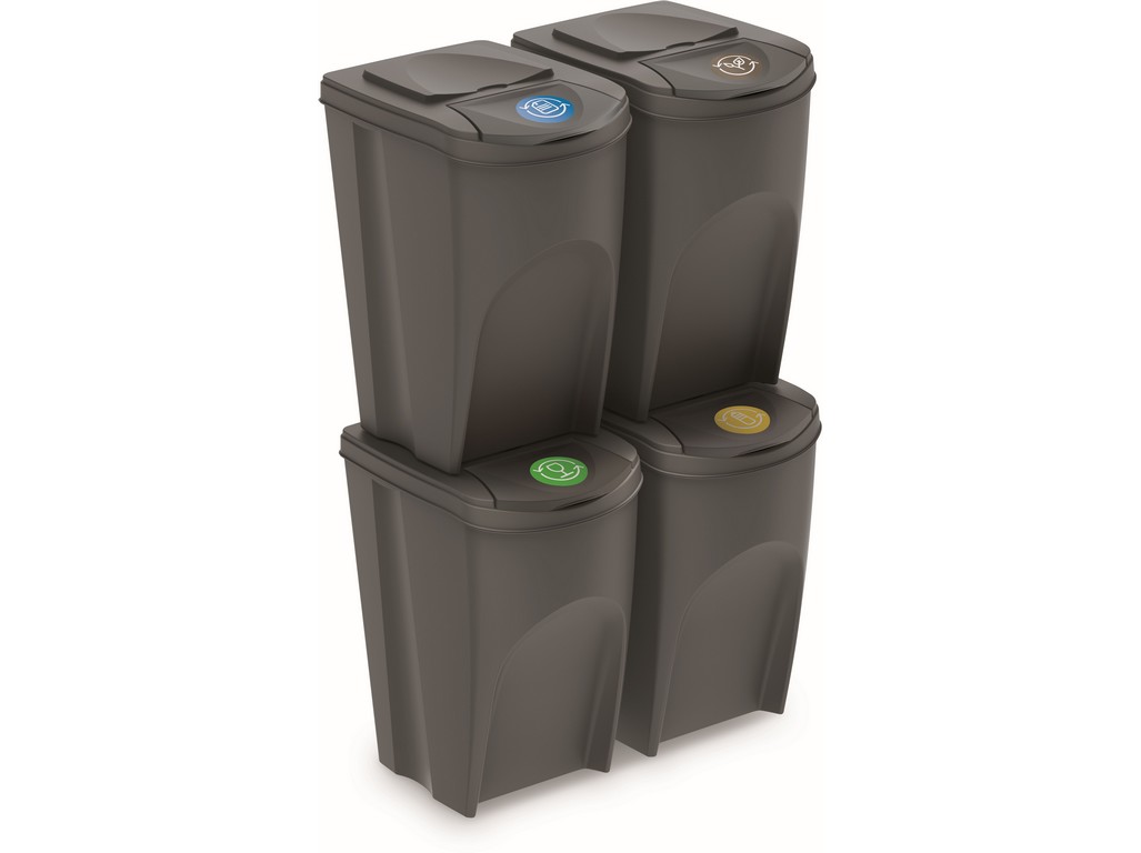 Odpadkovy-kos-Prosperplast-na-triedeny-odpad-4-x-35-l-PH-SE-sedy Odpadkový kôš Prosperplast na triedený odpad 4 x 35 l PH ŠE šedý – Obrázok 1