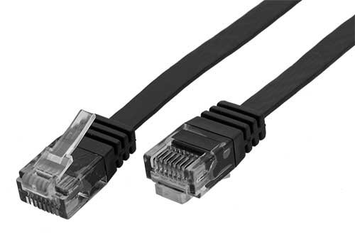 Patch-kabel-UTP-cat-6-5m-plochy-cerny Patch kábel UTP cat 6, 5m plochý - černý – Obrázok 1