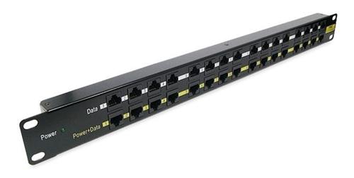 Patch-panel-POE-UTP-cat.5e-16p-1U-Black-provedeni-19-rack Patch panel POE UTP cat.5e 16p 1U Black (provedení 19" rack) – Obrázok 1