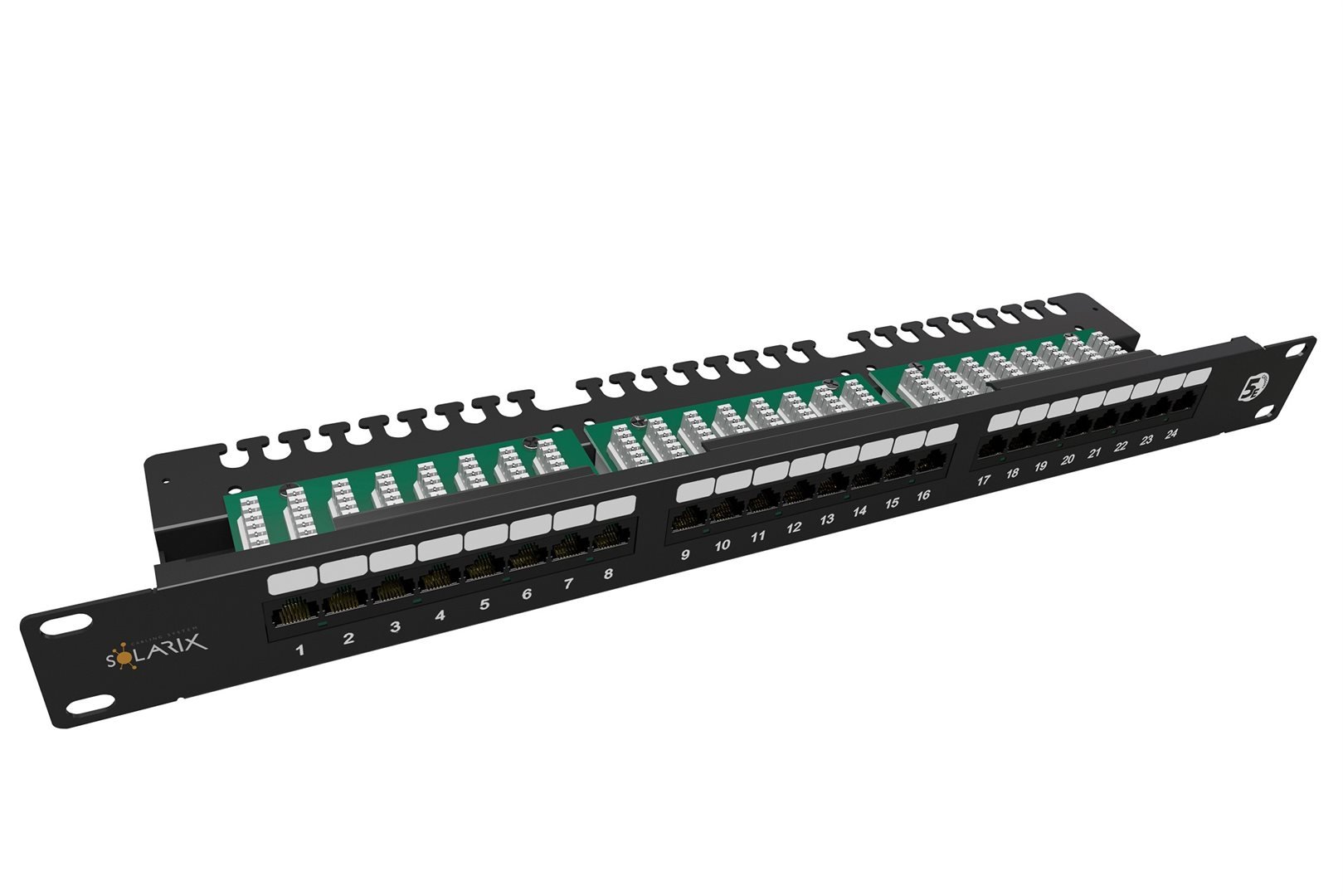 Patch-panel-Solarix-SX24L-5E-UTP-BK-N-24-port-Cat.-5e-UTP-1U Patch panel Solarix SX24L-5E-UTP-BK-N 24 port Cat. 5e UTP 1U – Obrázok 1