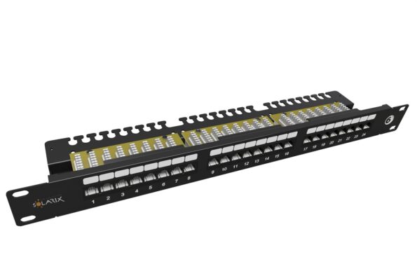Patch panel Solarix SX24L-6-UTP-BK-N UTP cat.6 24p. 1U,vyvazovací lišta, černý – Obrázok 2