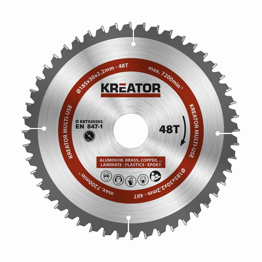 Pilovy-kotuc-Kreator-KRT020503-univerzalny-185mm-48T Pílový kotúč Kreator KRT020503 univerzálny 185mm, 48T – Obrázok 1