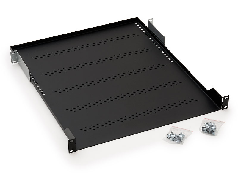 Polica-Triton-s-perforaci-1U350mm-nosnost-40kg-cerna Polica Triton s perforací 1U/350mm, nosnost 40kg, černá – Obrázok 1