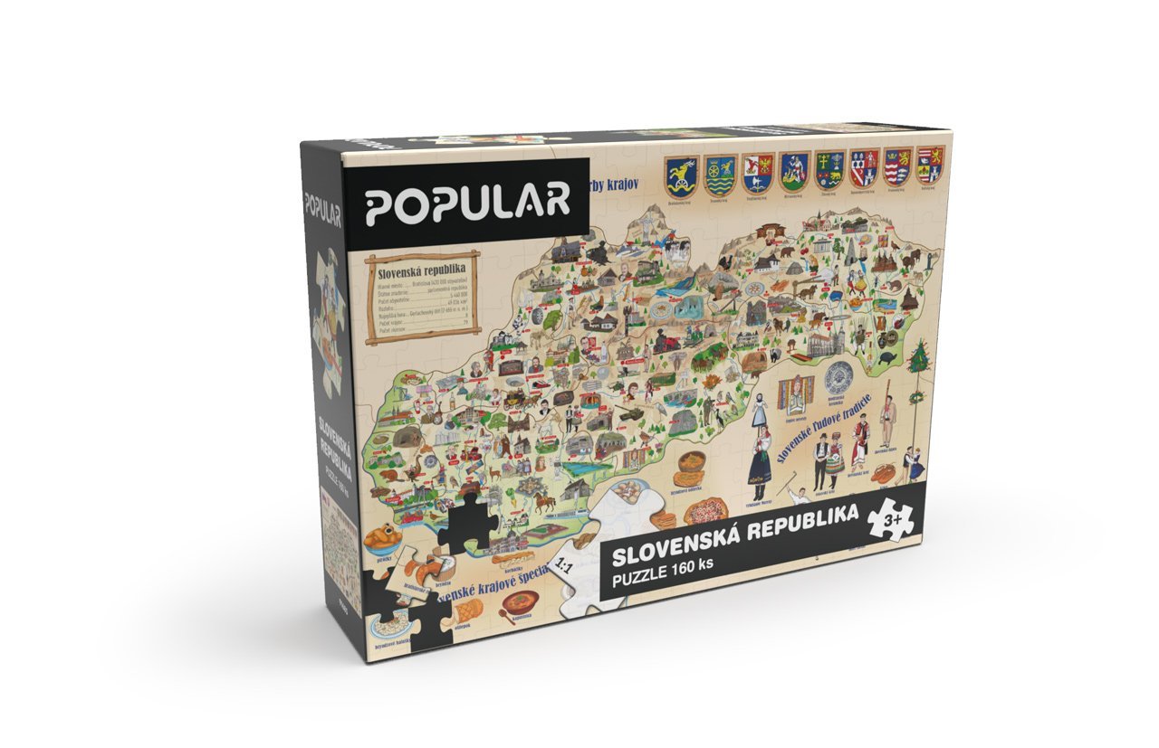 Puzzle-Popular-Mapa-Slovenska-160-ks Puzzle Popular - Mapa Slovenska, 160 ks – Obrázok 1